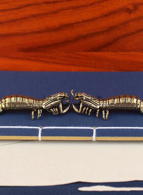 纯黄铜皮皮虾模形摆件螳螂虾茶宠海鲜道具琵琶虾濑尿虾虾姑虾耙子