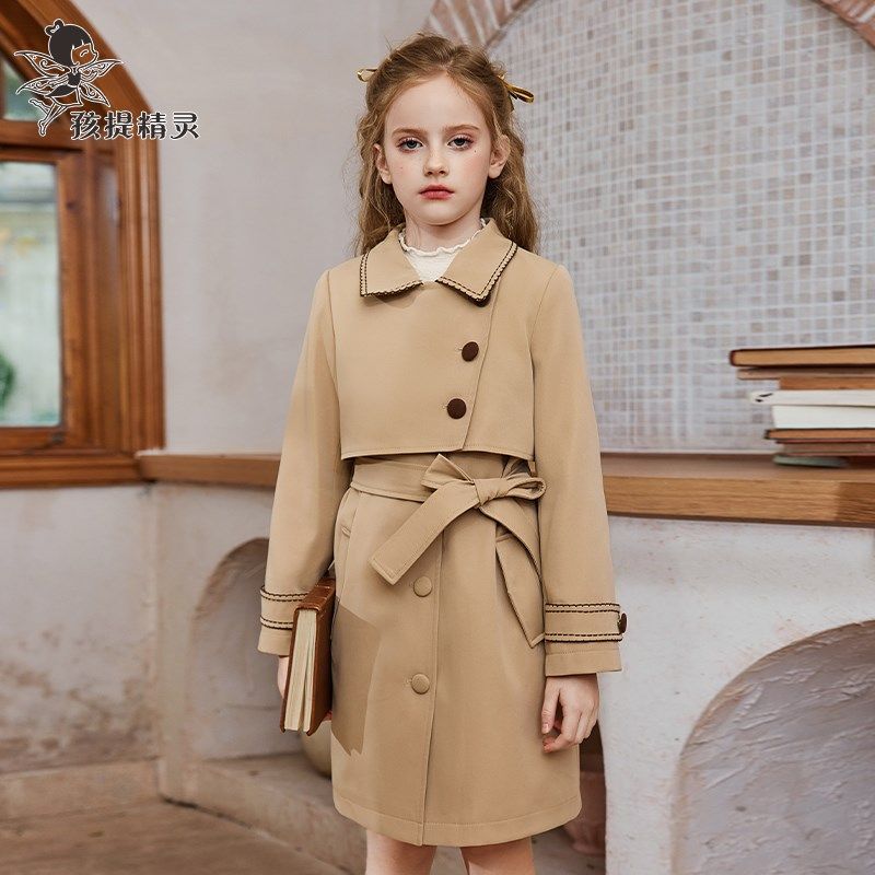 女童英伦风收腰风衣2024春装新款洋气中大童儿童中长款外套春秋,童装/婴儿装/亲子装,风衣,淘宝优惠券,粉丝福利购,淘宝优惠卷