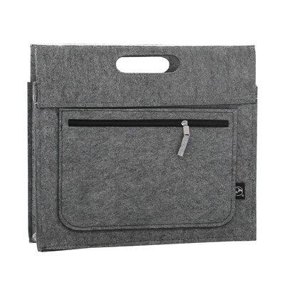 尼家 A4毛毡加厚手提资料袋 拉链袋帆布文件包双层男士办公文件袋