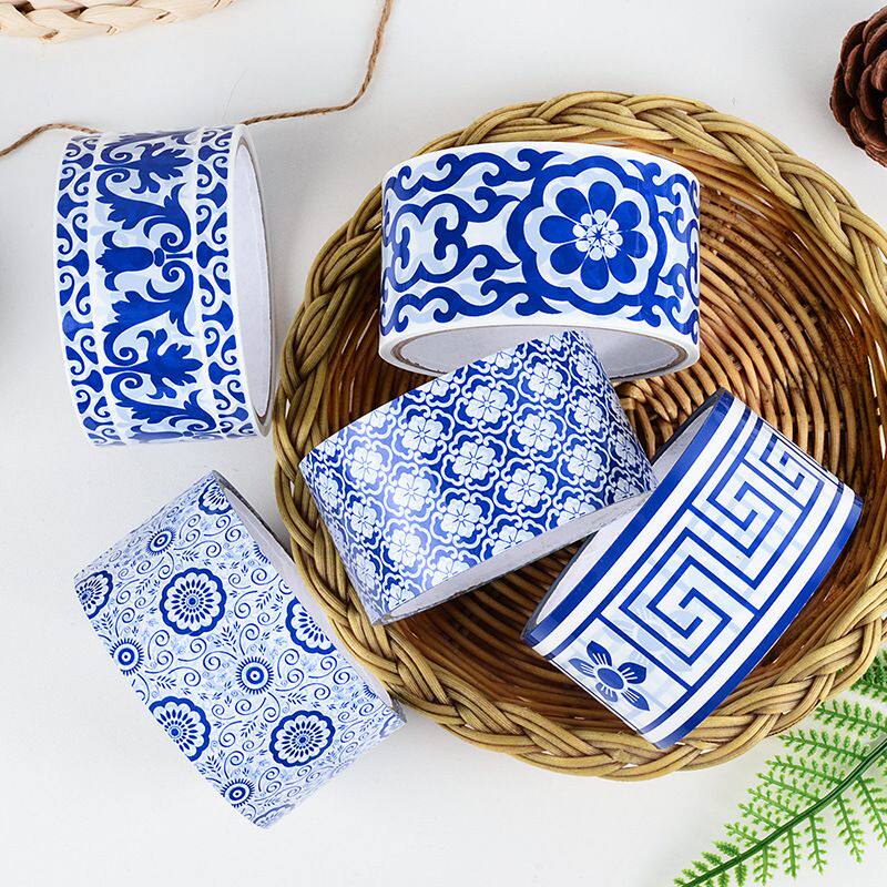 复古宫廷青花瓷系列彩色胶带DIY相册装饰胶带大卷宽4.8CM BOPP