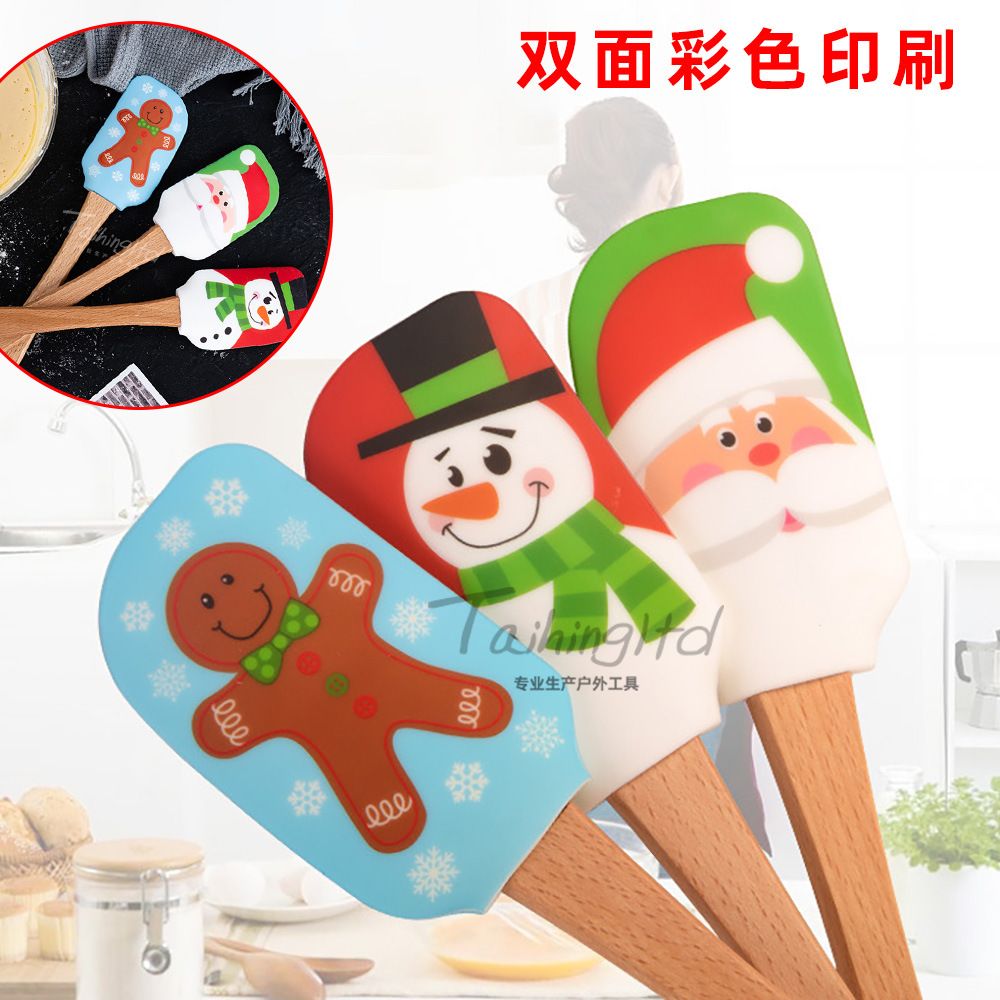 创意小工具 硅胶刮刀 硅胶刮刀 牛油奶油抹刀 榉木手柄 圣诞礼物