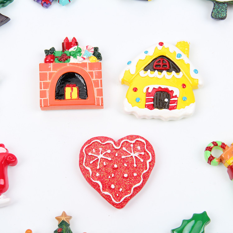 外贸圣诞节礼品树脂冰箱贴配件  创意家居饰品手机壳diy 可加磁铁