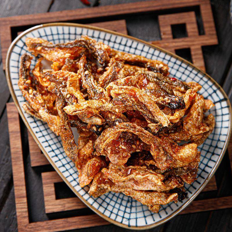 促销海庭则品甜辣鱼皮丝香辣鱼皮香酥麻辣脆鱼皮大袋小零食下酒菜
