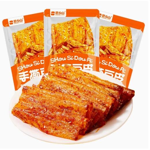 辣夫人豆皮辣条辣片手撕卤豆皮速食五香豆干卷开袋即食休闲零食