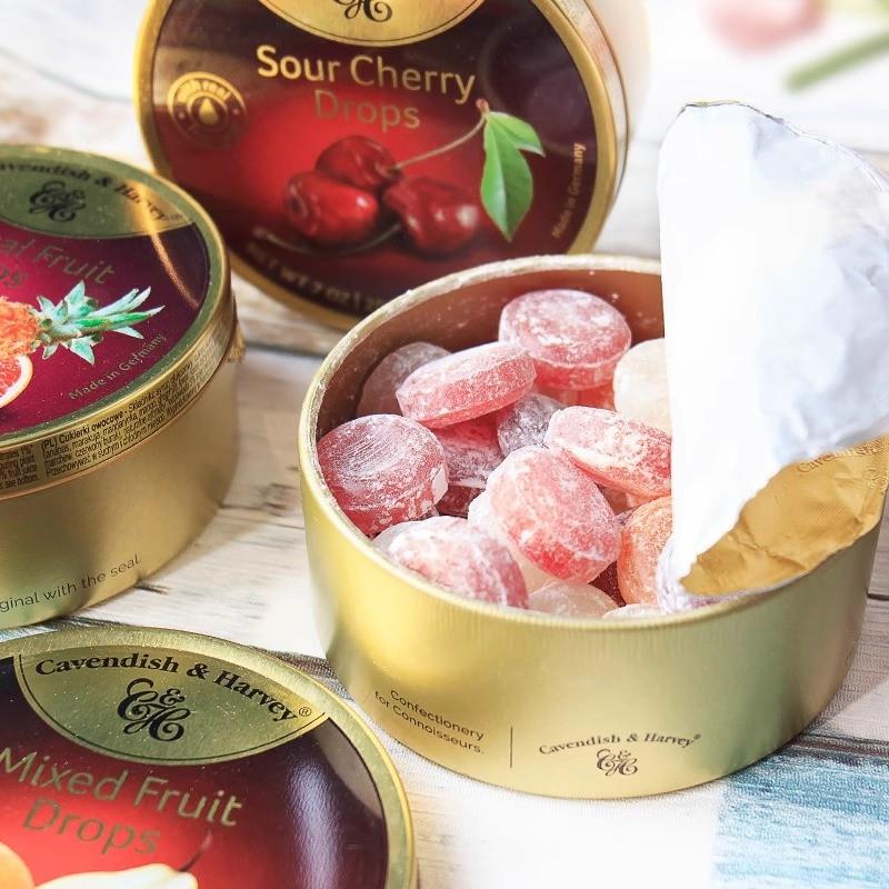 新货德国进口嘉云水果糖混合水果味嘉云糖薄荷硬糖喜糖铁盒办公室