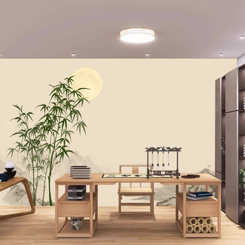 3D古典中式水墨画竹子墙纸禅意茶室书房壁布客厅酒店餐厅电视壁画,家装主材,定制壁画,淘宝优惠券,粉丝福利购,淘宝优惠卷