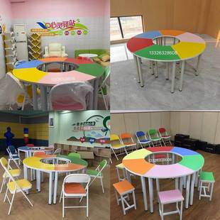 阅览室美术心理教室拼接组合培训桌子团体活动六边形电脑桌实验桌