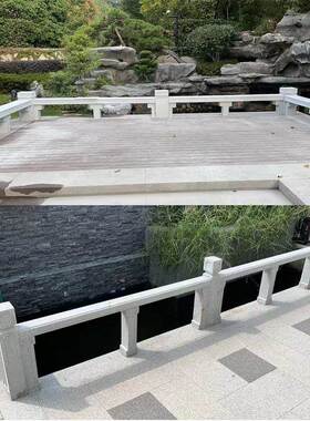 新中式石栏杆花岗岩庭院护栏别墅鱼池石材围栏河道大理石坐凳摆件