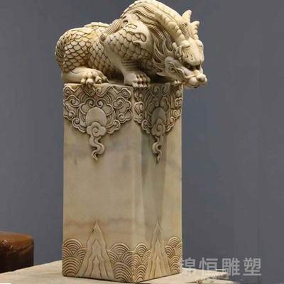 石雕吸水兽仿古做旧石柱子庭院别墅会所招财拴马桩汉白玉青石趴蝮