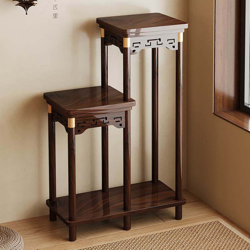 中式实木花架子2024新款客厅多层落地花台2024新款阳台摆件置物架