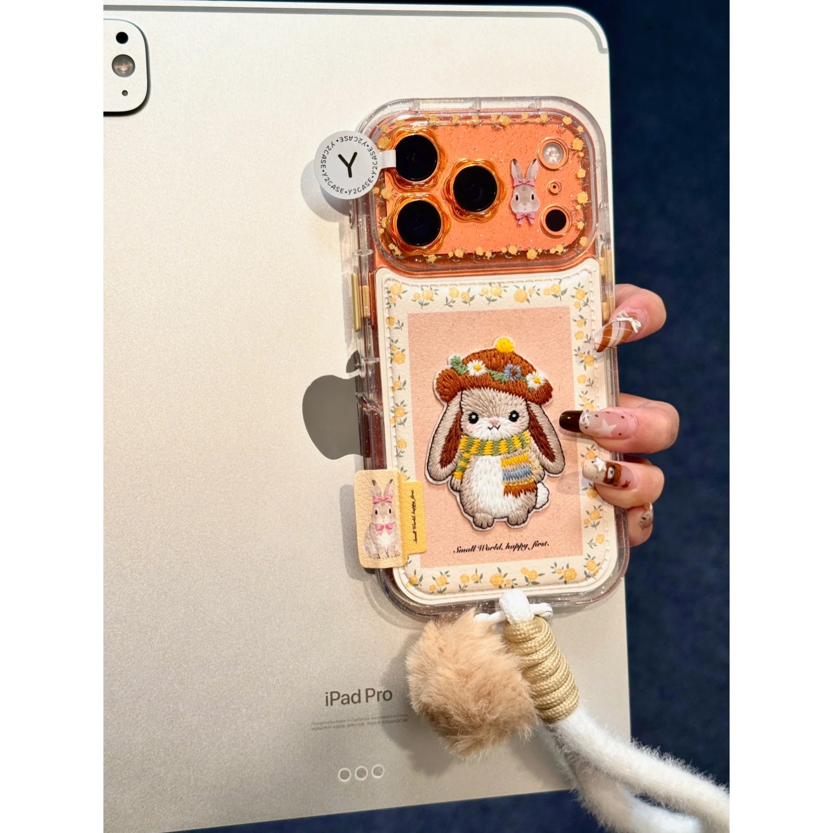 韩系ins可爱碎花刺绣小兔手机壳