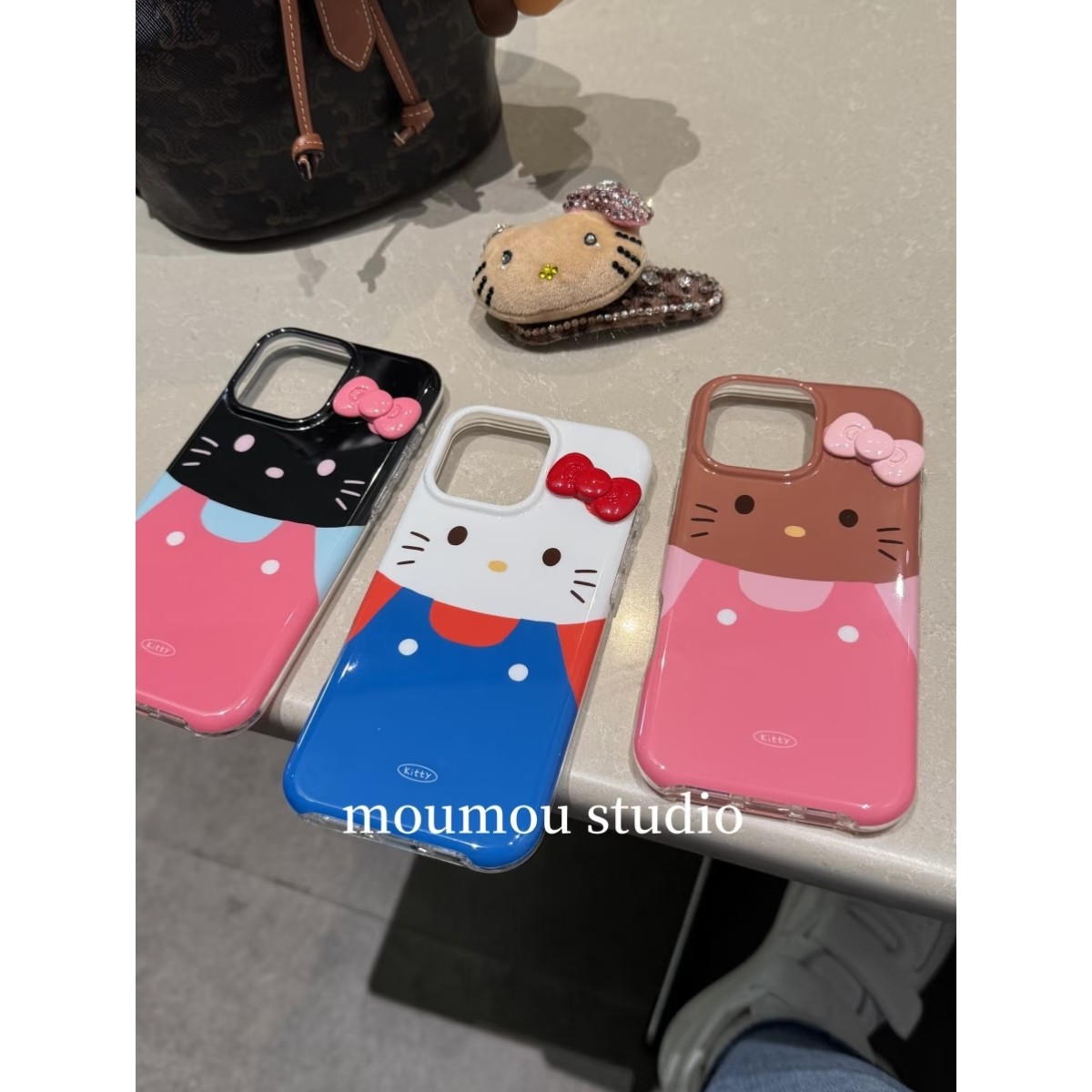 MOMOMOSTUDIOS可爱ins卡通背带裤KT蝴蝶结适用iP