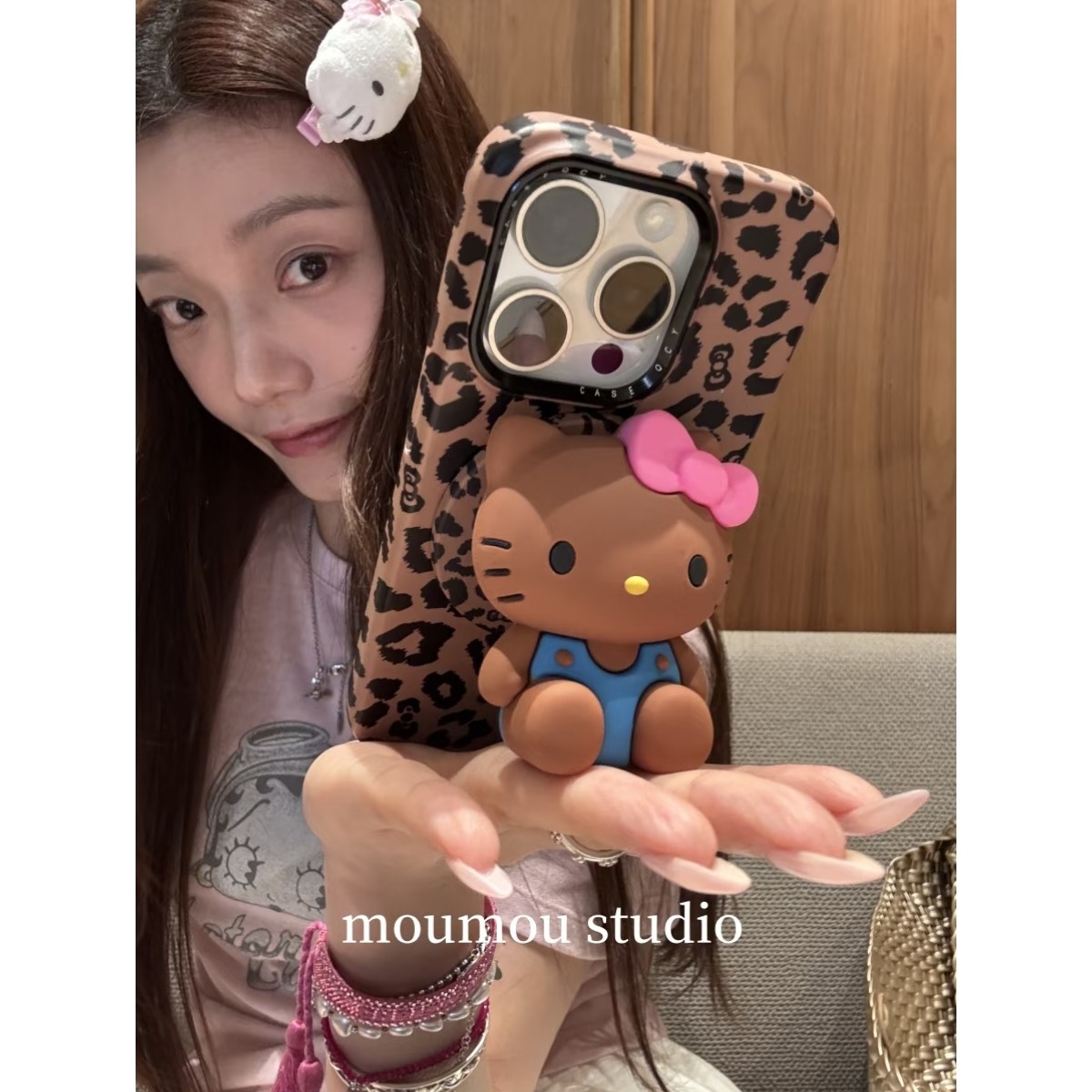 可爱ins卡通豹纹KT磁吸手机壳