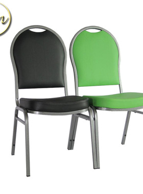 【HM-S63】批发出口绿色PU皮金属椅 酒店餐厅高档宴席椅 铁椅子