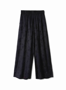 【紫檀】桑蚕丝香云纱紫色花萝阔腿九分裤DX24AK0020