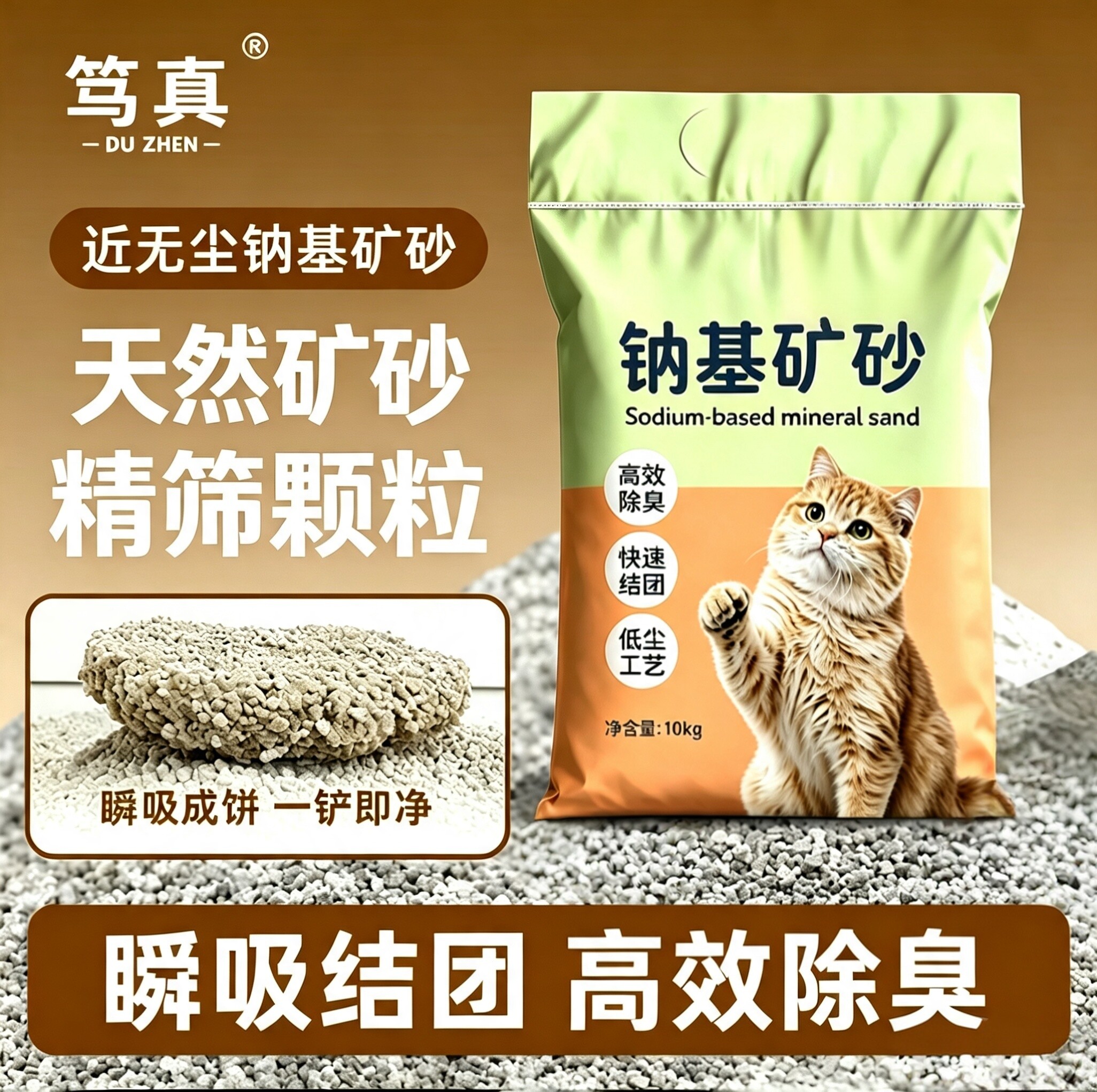 40斤钠基矿砂低尘结团紧实不粘底