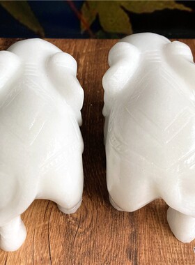 招财富贵白玉大象摆件一对精雕天然玉石客厅酒柜装饰乔迁开业礼品