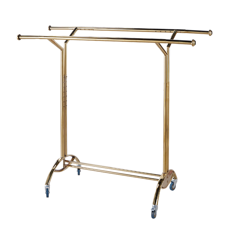 服装店展示架可调节落地式单杠伸缩折叠移动双杠服装货架道具
