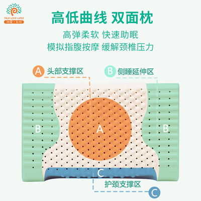 稚爱泰国天然乳胶枕头成人护颈枕防螨指压颗粒按摩波浪形枕芯高低