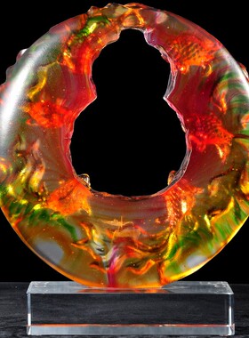 琉璃圆盘鱼摆件家居客厅玄关酒柜卧室装饰工艺品乔迁新居结婚礼品