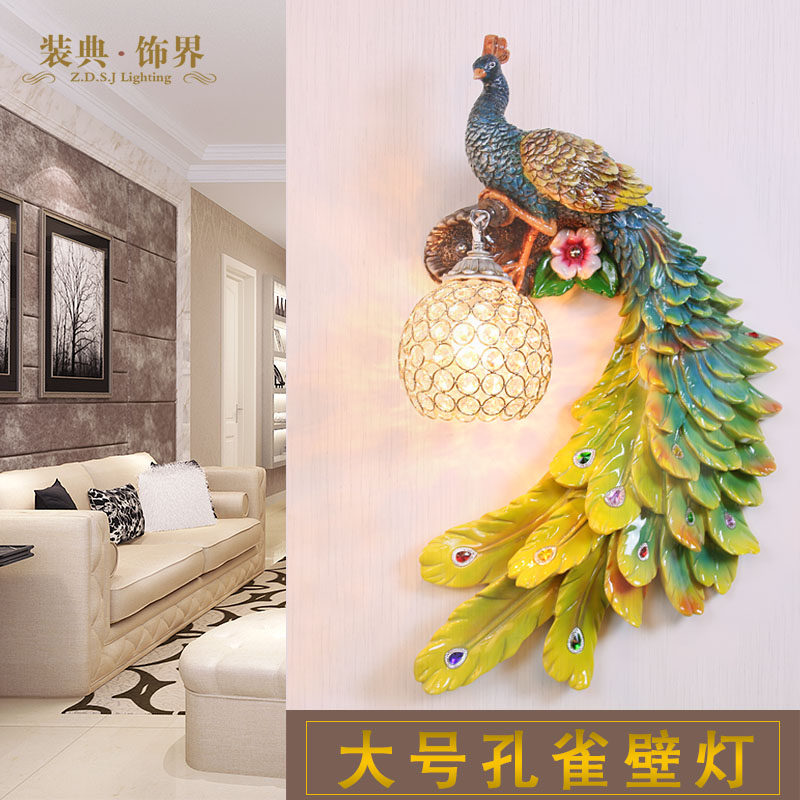 创意孔雀装饰壁灯客厅沙发背景墙过道壁挂走廊玄关墙灯卧室床头灯