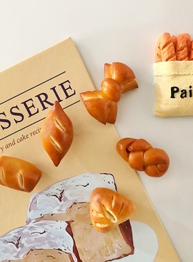 2024新款冰箱贴手工碱水面包mini立体3D可颂贝果牛角面包磁吸装饰