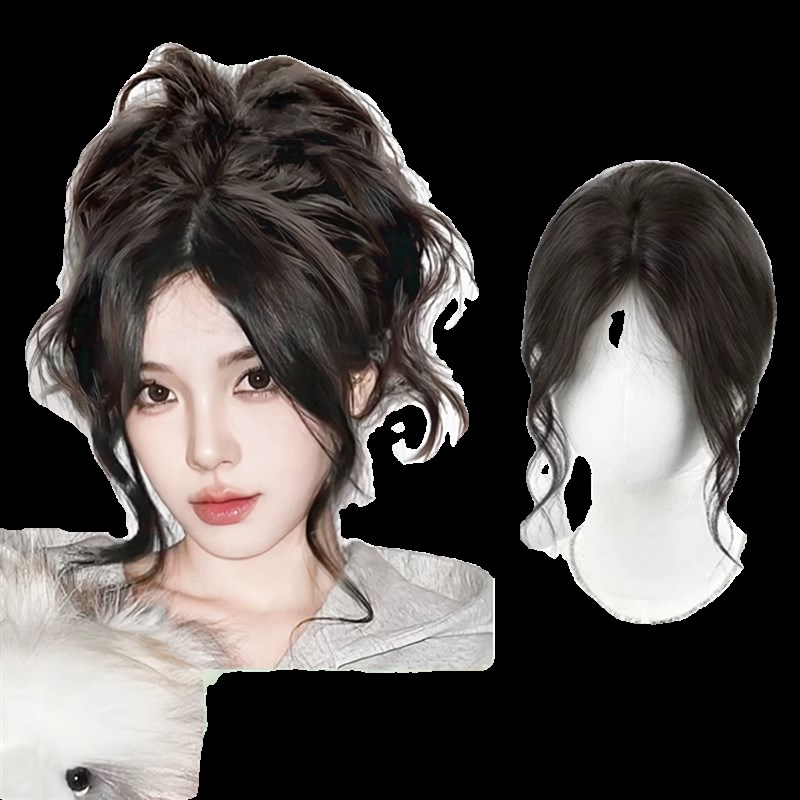 浏海假发女自然前额氛围感龙须浏海片头顶真人发高颅顶无痕假发片