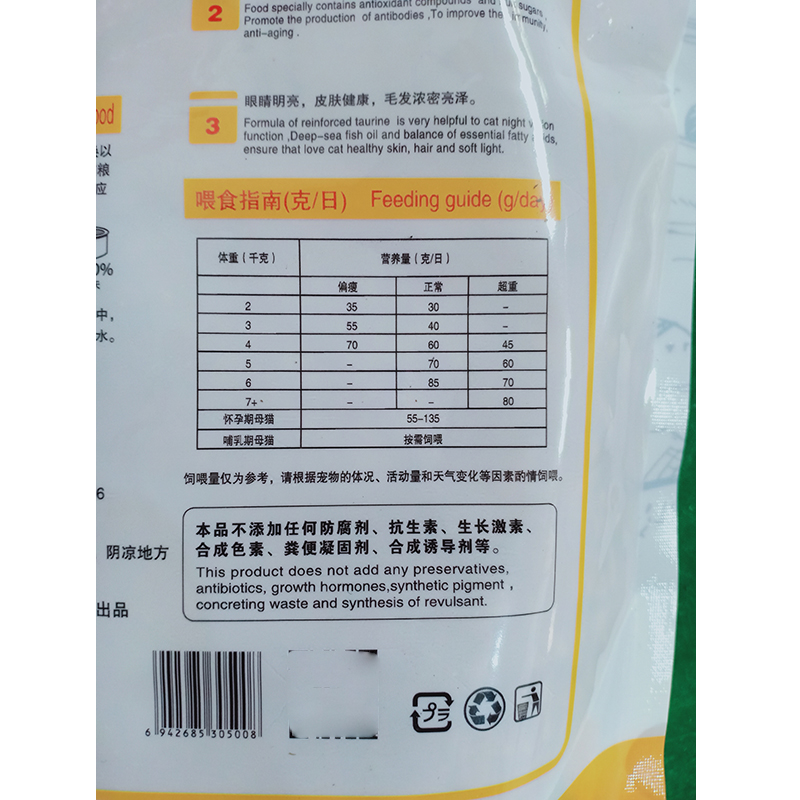 包邮犬友猫粮500g海洋鱼味低盐美毛成猫幼猫老年猫室内猫主粮1斤