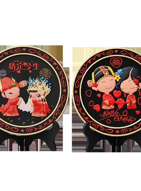 创意炭雕摆件结婚礼物新房装饰品新婚庆礼品实用闺蜜朋友订婚送礼