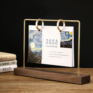 创意2023年新款台历定制照片桌面实木质日历摆件兔年企业新年礼品