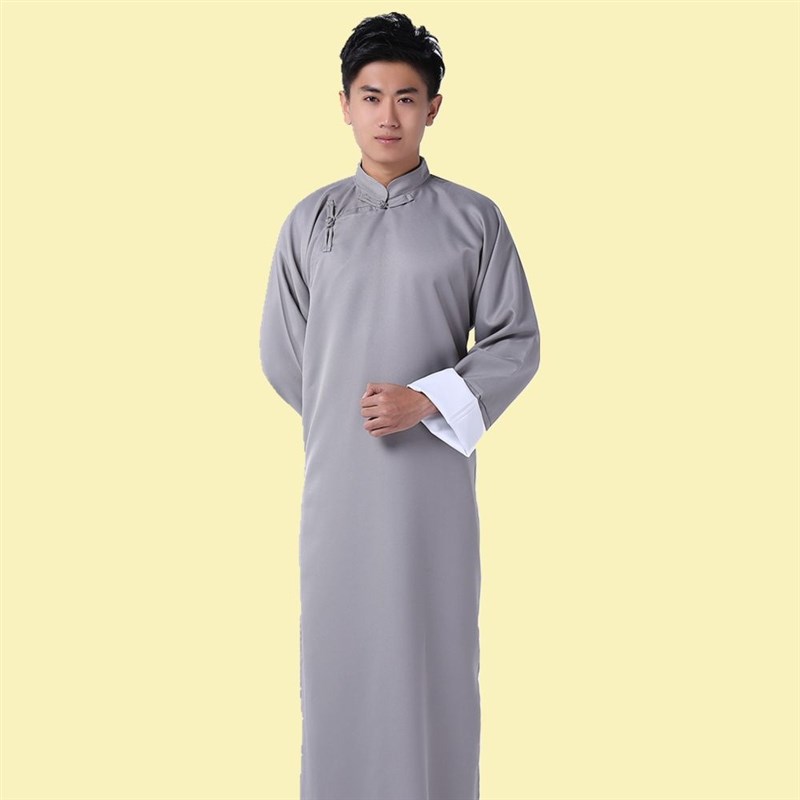 汉服马褂古装长衫青年五四相声演出服装大褂学生民国长袍中式男风