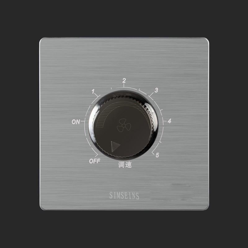 86型暗装墙壁开关插座不锈钢银色超薄风扇调速开关面板家用