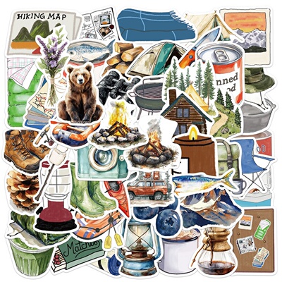 50张Campingcollege手账贴纸