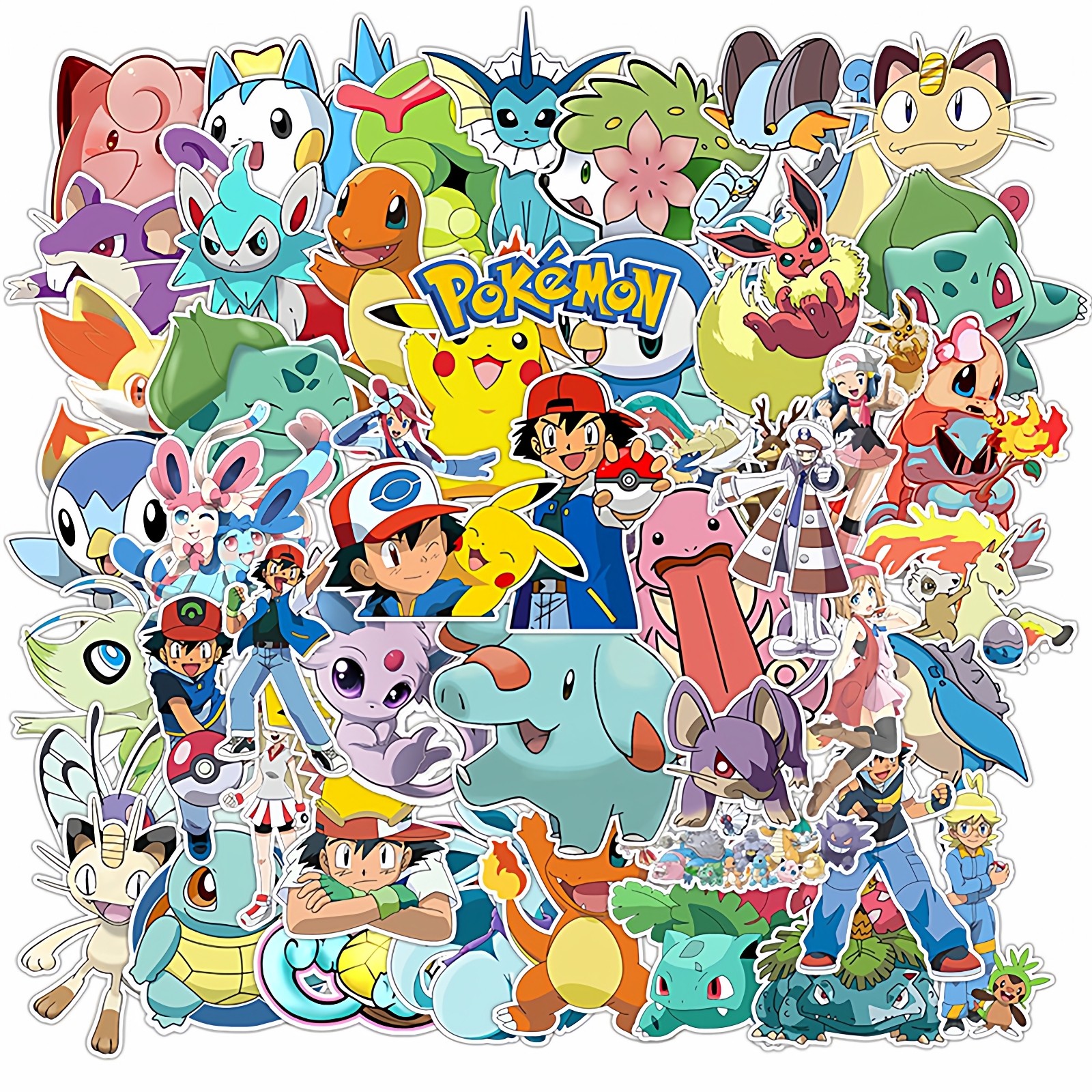 50张动漫卡通宝可梦贴纸DIY手机壳手账本笔记本平板电脑桌面墙面门窗拉杆箱储物箱保温杯置物架不干胶贴画,文具电教/文化用品/商务用品,贴纸/立体贴纸,淘宝优惠券,粉丝福利购,淘宝优惠卷
