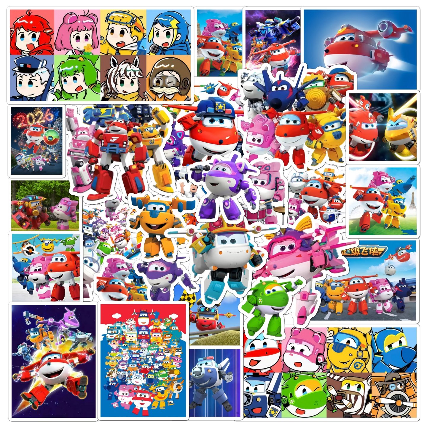 50张 新款 多尺寸超级飞侠防水贴纸diy手机壳笔记本电脑手账水杯儿童行李箱文具桌面遮丑贴画图案不重复,文具电教/文化用品/商务用品,贴纸/立体贴纸,淘宝优惠券,粉丝福利购,淘宝优惠卷