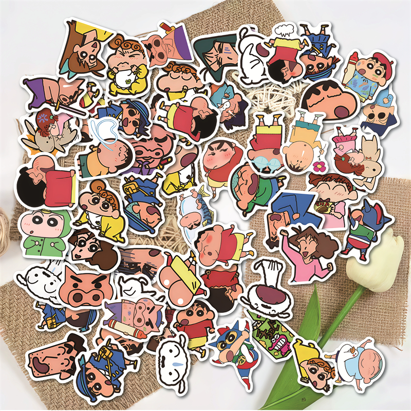 60张可爱蜡笔小新表情包防水贴纸