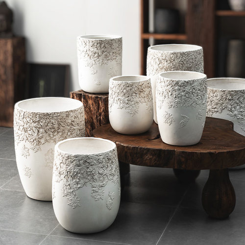 百合竹绿植盆栽镁泥创意花盆大号