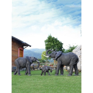 户外大型仿真动物雕塑大象河马写实摆件园林公园动物园景区装 饰品