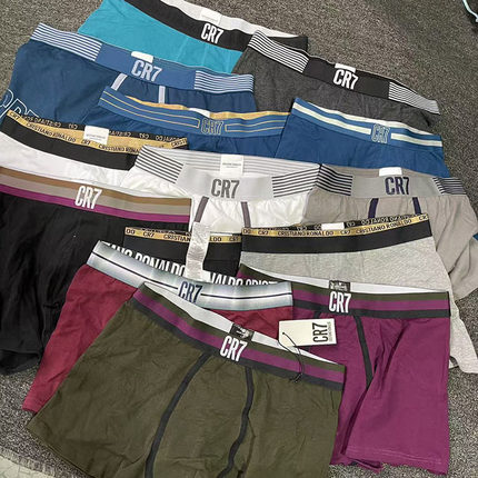 尤文皇马男士全棉CR7性感弹力中腰莫代尔C罗总裁青年平角四角内裤