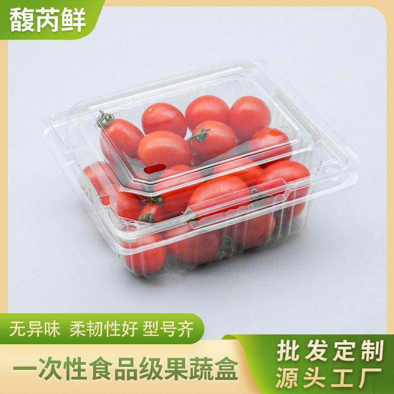 馥芮鲜一次性水果盒pet透带盖透明果蔬盒打包盒外卖塑料果切盒