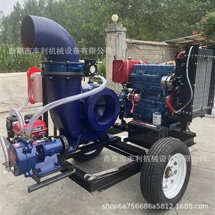 工地排水排涝12寸抽水泵电启动柴油拖车水泵四缸自吸防汛泵车
