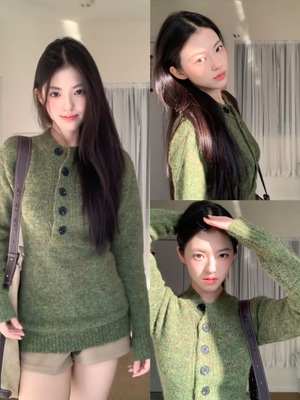 2025冬季高级感绿野仙踪毛茸茸减龄显白针织开衫女慵懒风软糯毛衣