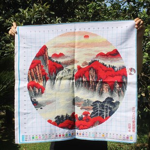 纯手工十字绣成品鸿运当头风景山水玄关过道小画不带框F120 绣好