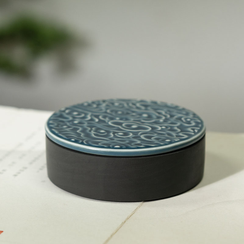 善琏湖笔罗纹歙砚原石砚台初学者毛笔磨墨墨汁歙砚保湿防蒸发墨盒