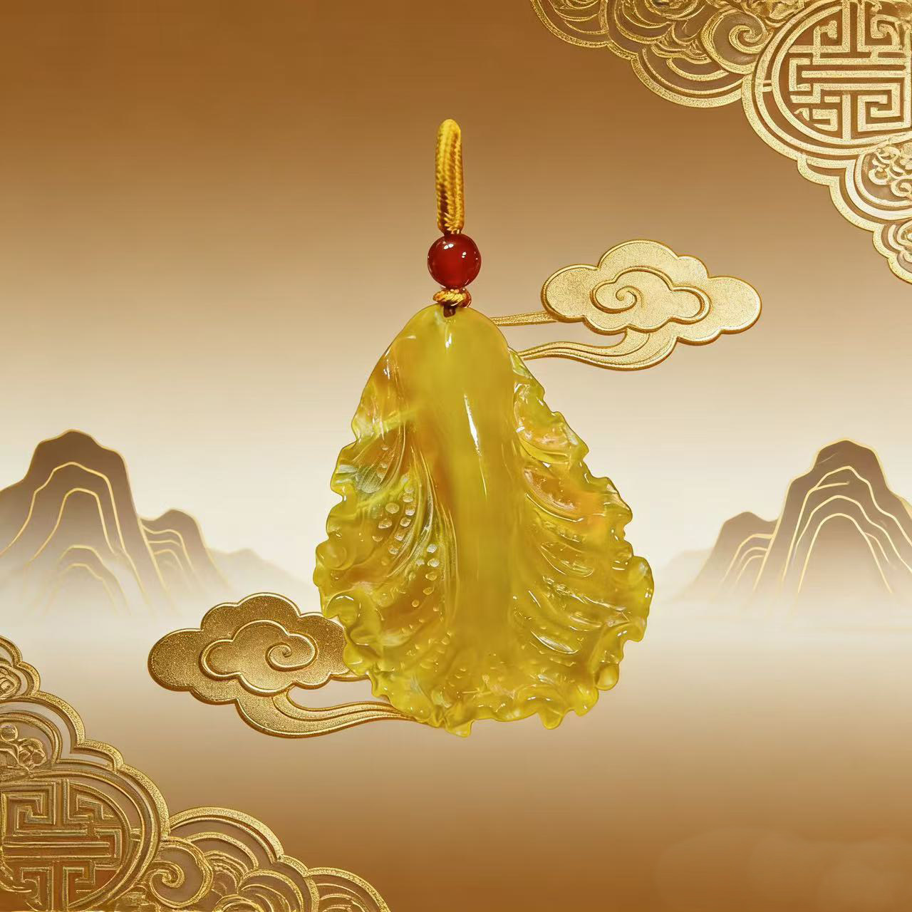 岫玉黄金玉生菜叶子