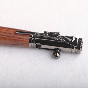 高档创意复古枪栓笔黄铜圆珠笔重手感解压男士商务学生刻字办公