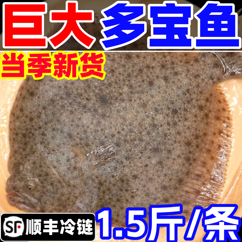 多宝鱼超大比目鱼鸦片鱼鲜活冷冻八宝鱼新鲜深海鱼偏口鱼海鲜水产