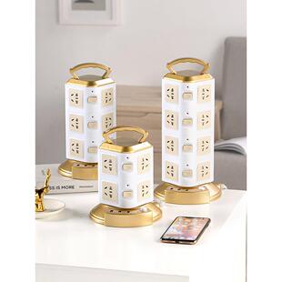 一种立式多插座插线板多功能家用带线插线板多用途塔式立体多孔插