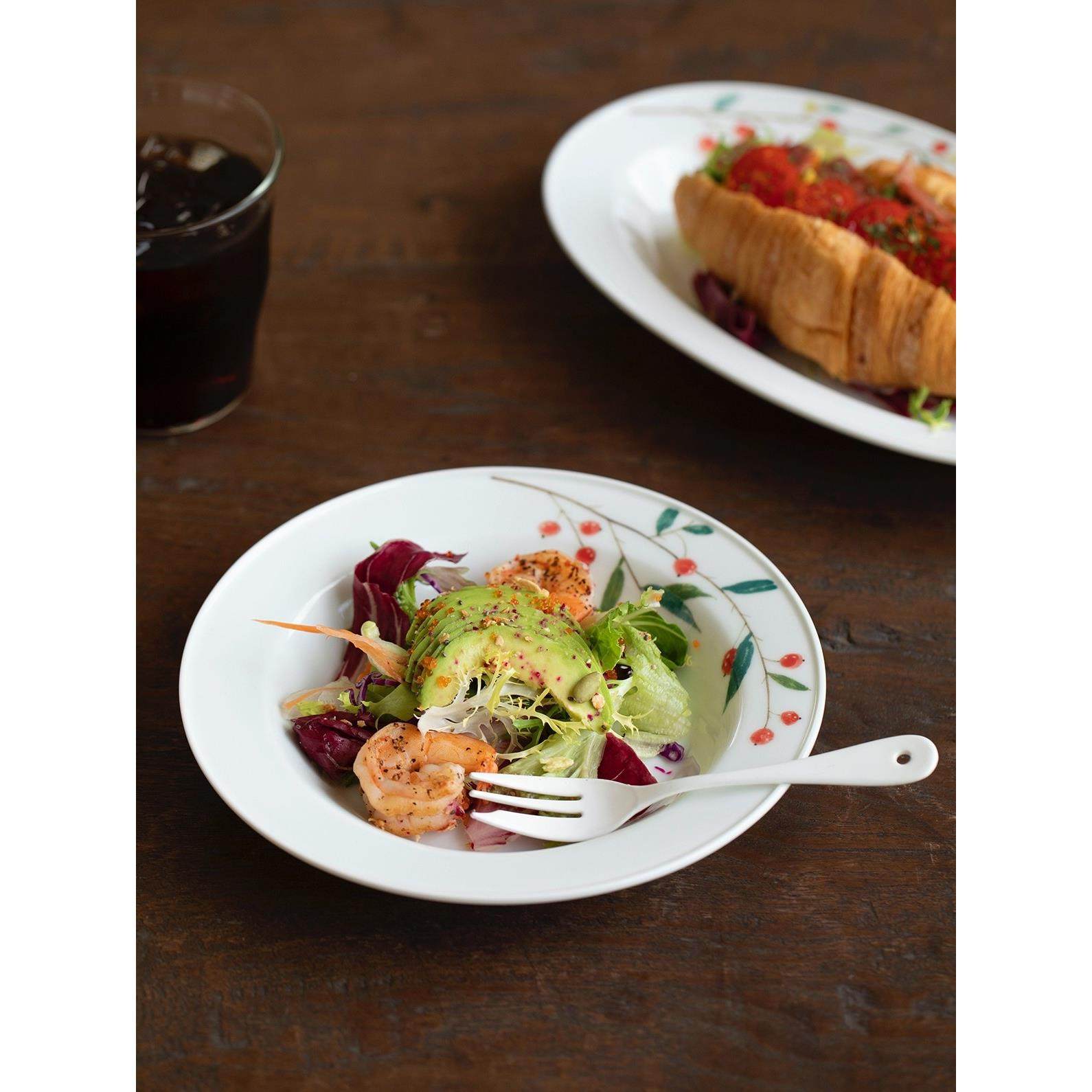 曼叙高温釉下彩盘子中式手绘陶瓷盘卷边盘家用减脂餐盘景德镇餐具,餐饮具,盘,淘宝优惠券,粉丝福利购,淘宝优惠卷