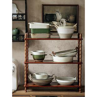 巷子尾〖vintage手工粗陶集合〗麻绳双耳碗覆古菜盘民宿餐具微瑕